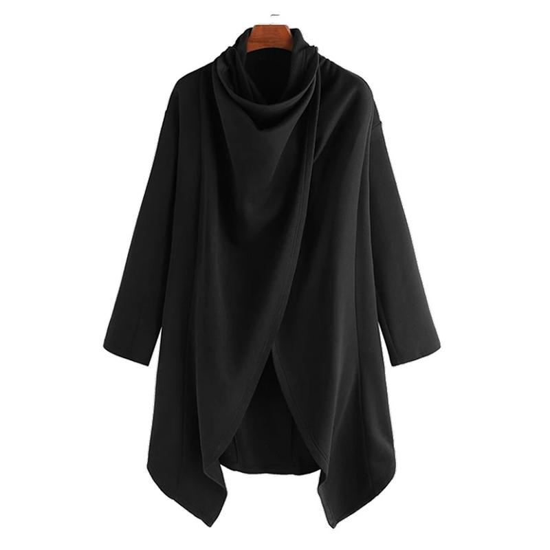 Mens Solid Gothic Style Pleated Long Sleeve Cape Coat 54287036Z