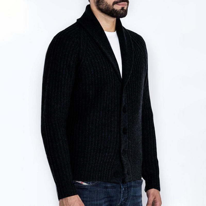 Mens Lapel Single Breasted Casual Knit Cardigan 88773493Z