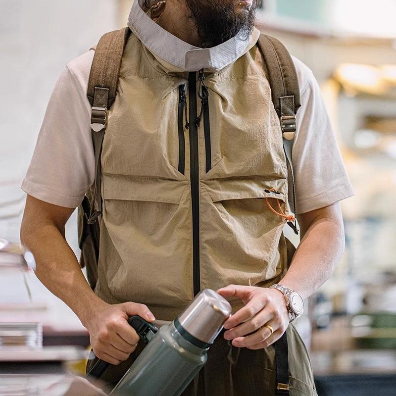 Mens Hoode Multi-pocket Quick-dry Cargo Vest 39642763Z