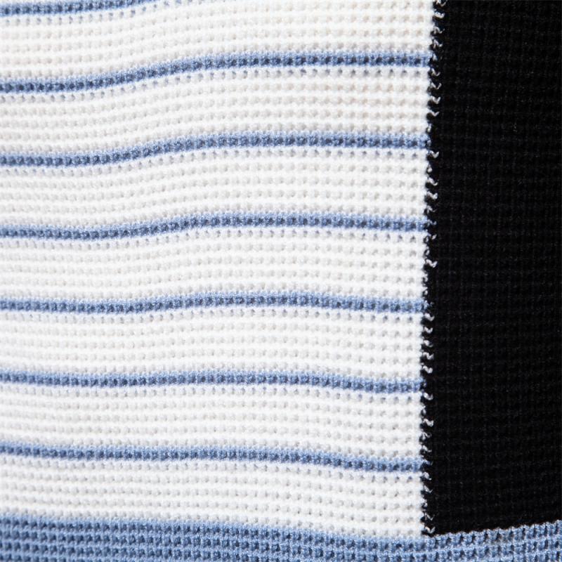 Mens Casual Contrast Stripe Patchwork Round Neck Long Sleeve Knitted Sweater 26118490M