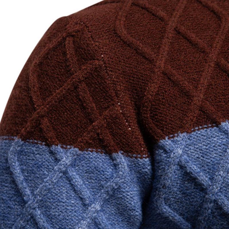 Mens Color Block Round Neck Long Sleeve Knit Casual Sweater 40290605Z