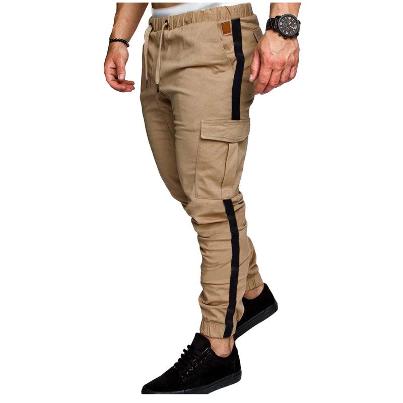 Mens Color Block Elastic Waist Multi-pocket Cargo Pants 13198985Z