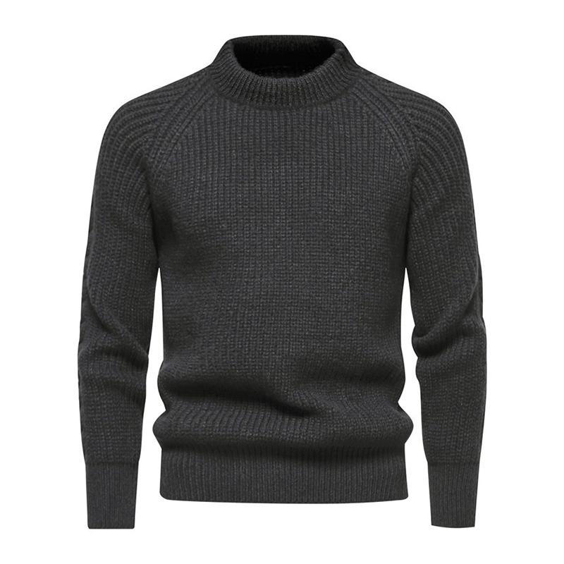 Mens Solid Round Neck Long Sleeve Knit Casual Sweater 18000227Z