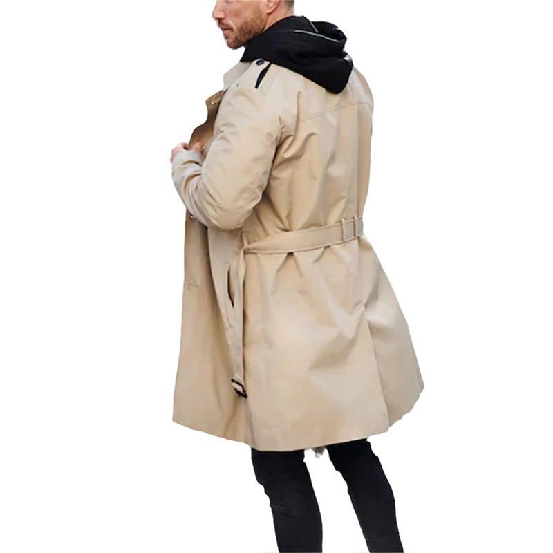 Mens Solid Slim Lapel Double Breasted Trench Coat 99681313Z
