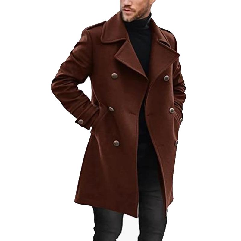 Mens Lapel Double Breasted Mid-length Coat 66914470Z