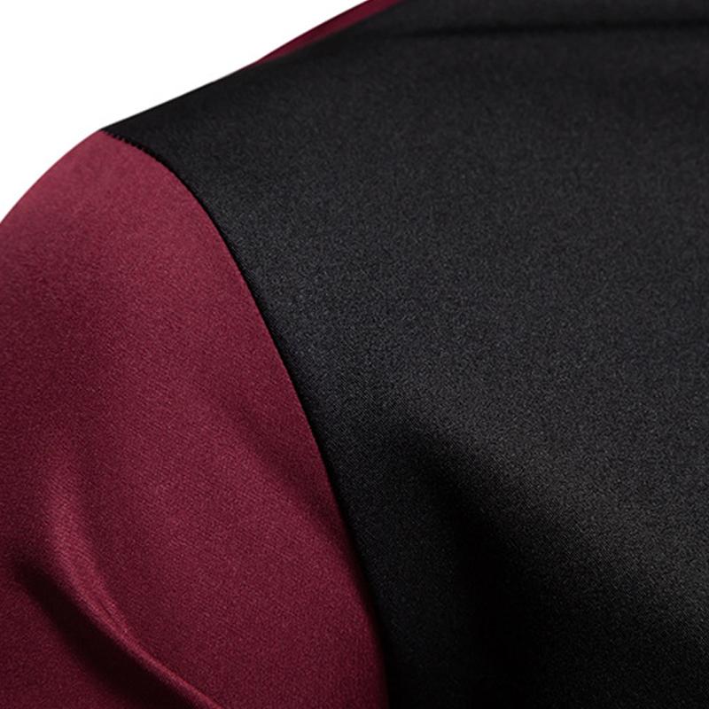 Mens Colorblock Stand Collar Long Sleeve Shirt 98017060Z