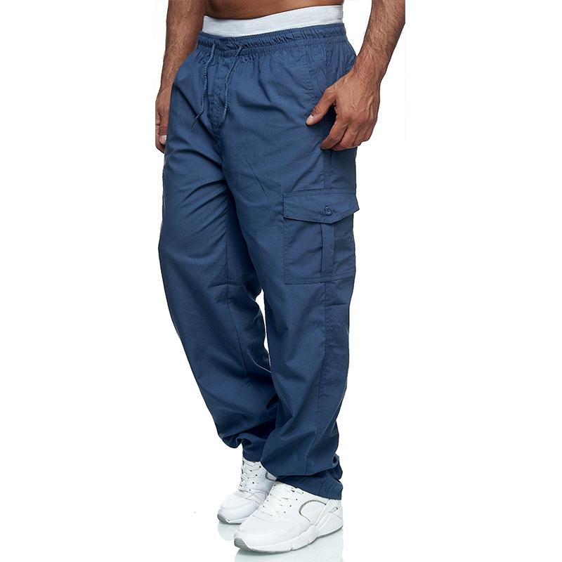 Mens Loose Multi-pocket Elastic Waist Cargo Outdoor Sports Casual Trousers 46902429Z