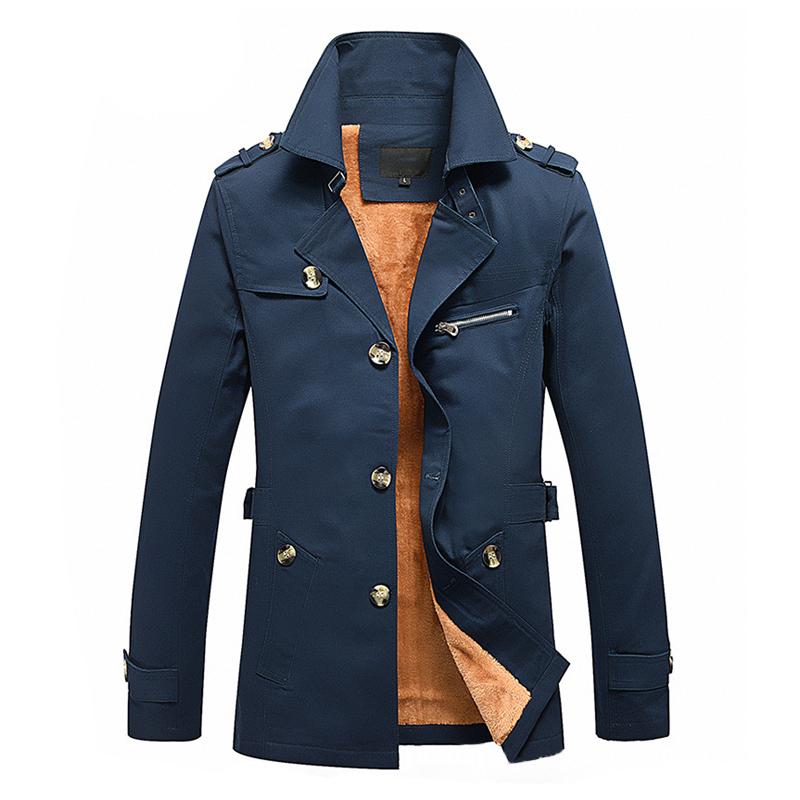 Mens Plush Washed Cotton Trench Coat 83676143Z