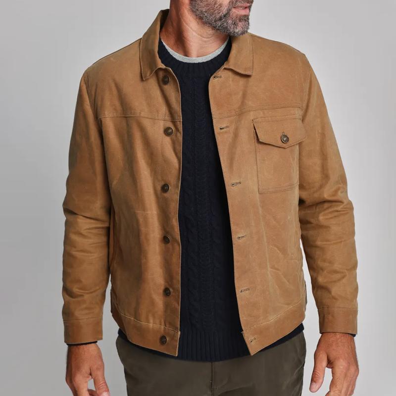 Mens Vintage Suede Lapel Breast Pocket Single Breasted Casual Jacket 74522125Z