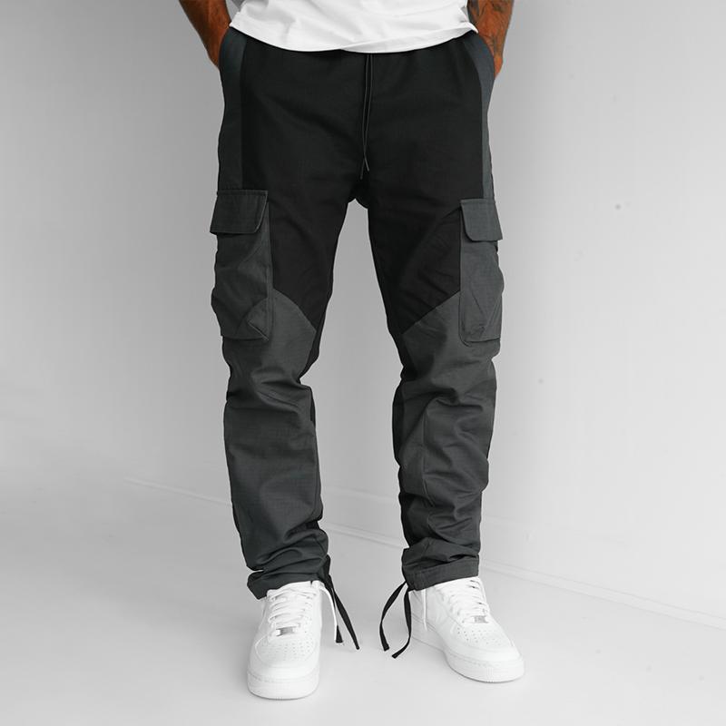 Mens Color Block Multi-pocket Straight Cargo Pants 18125285Z