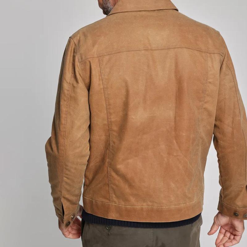 Mens Vintage Suede Lapel Breast Pocket Single Breasted Casual Jacket 74522125Z