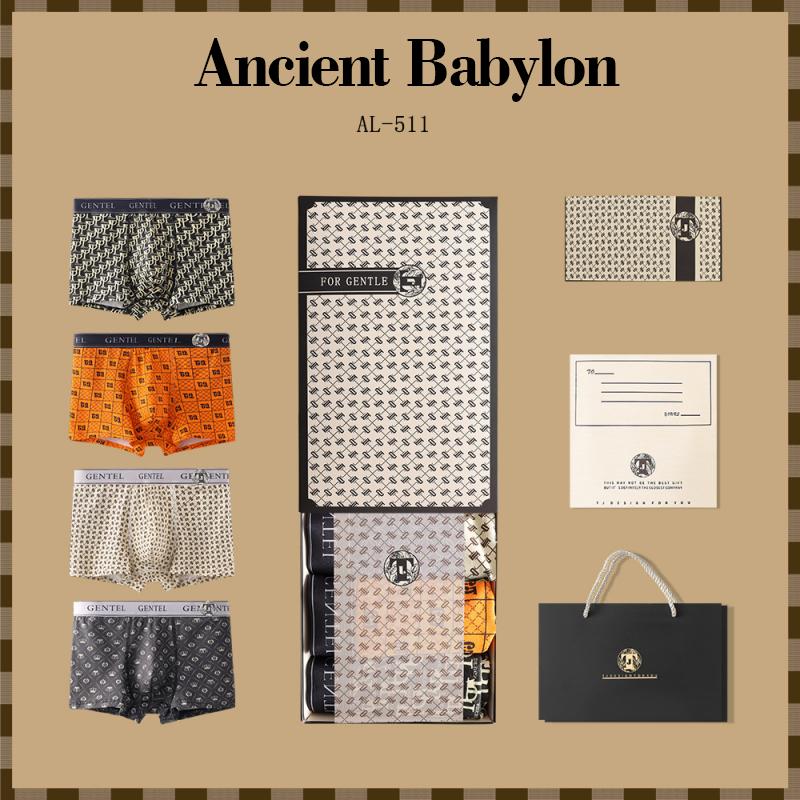 Mens Underwear 4 Pcs Geometric Print  Boxer Briefs Set 75916671Z