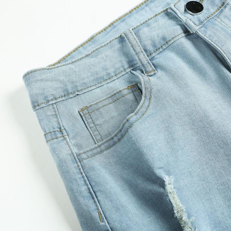 Mens Retro Distressed Holes Denim Shorts 76452806Z
