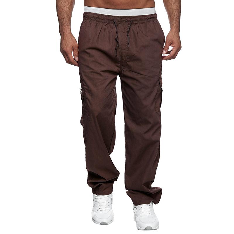 Mens Loose Multi-pocket Elastic Waist Cargo Outdoor Sports Casual Trousers 46902429Z