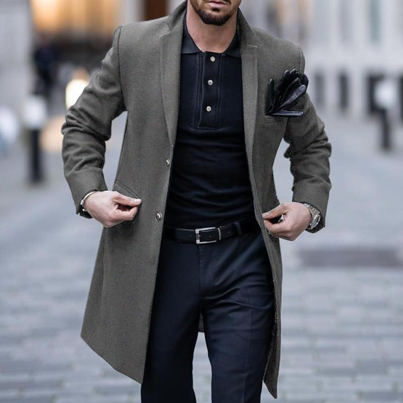 Mens Wool Single Breasted Thicked Coat 68229310Z