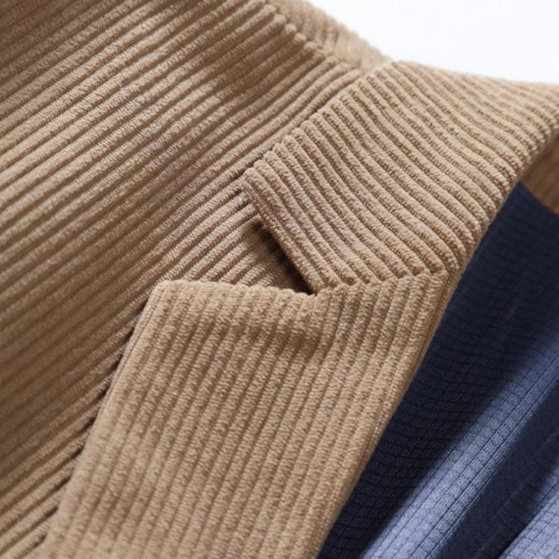 Mens Casual Slim Corduroy Lapel One Button Blazer 57119562M