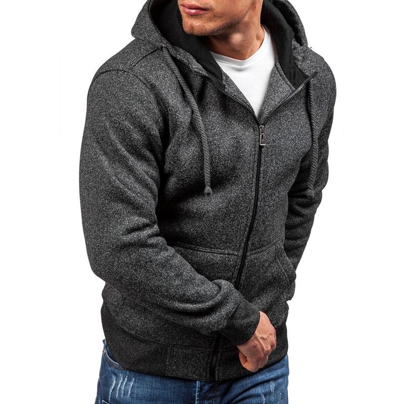 Mens Solid Plush Hooded Patch Pocket Casual Jacket 17696161Z