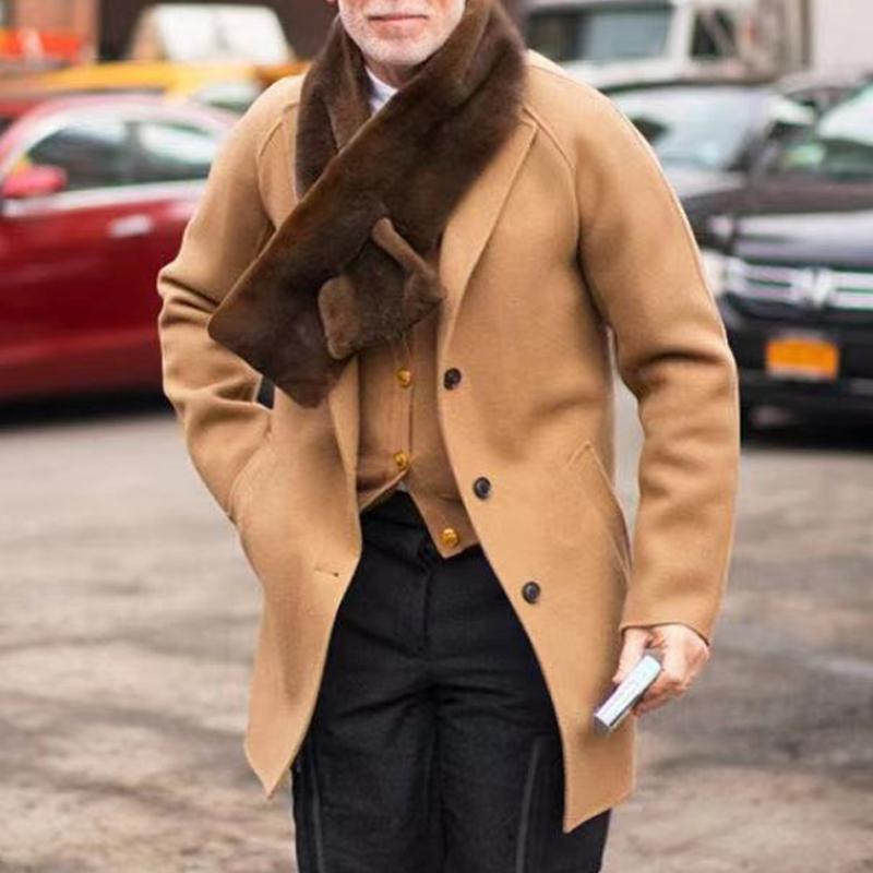 Mens Solid Notch Lapel Single Breasted Mid-length Casual Coat 66845638Z