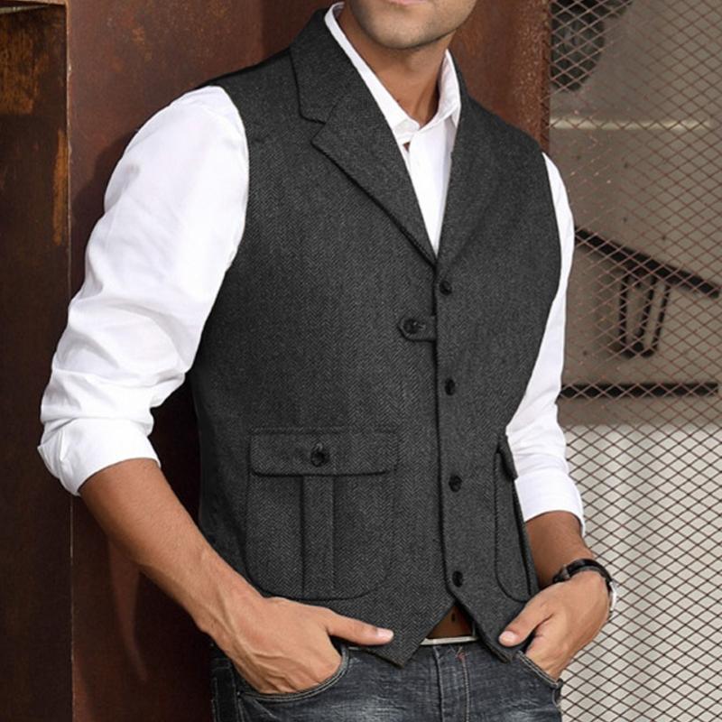 Mens Notch Lapel Single Breasted Casual Suit Vest 54373223Z