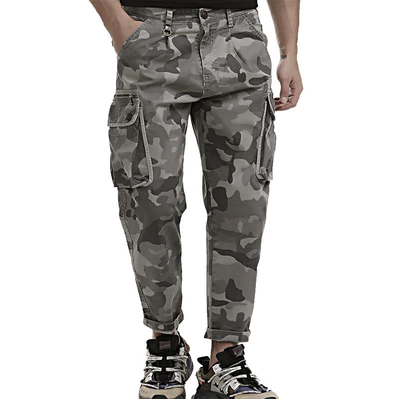 Mens Camouflage Loose Multi-pocket Cargo Pants 35365021Z