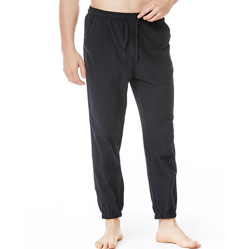 Mens Cotton Linen Drawstring Elastic Waist Casual Jogging Yoga Pants 56549139Z