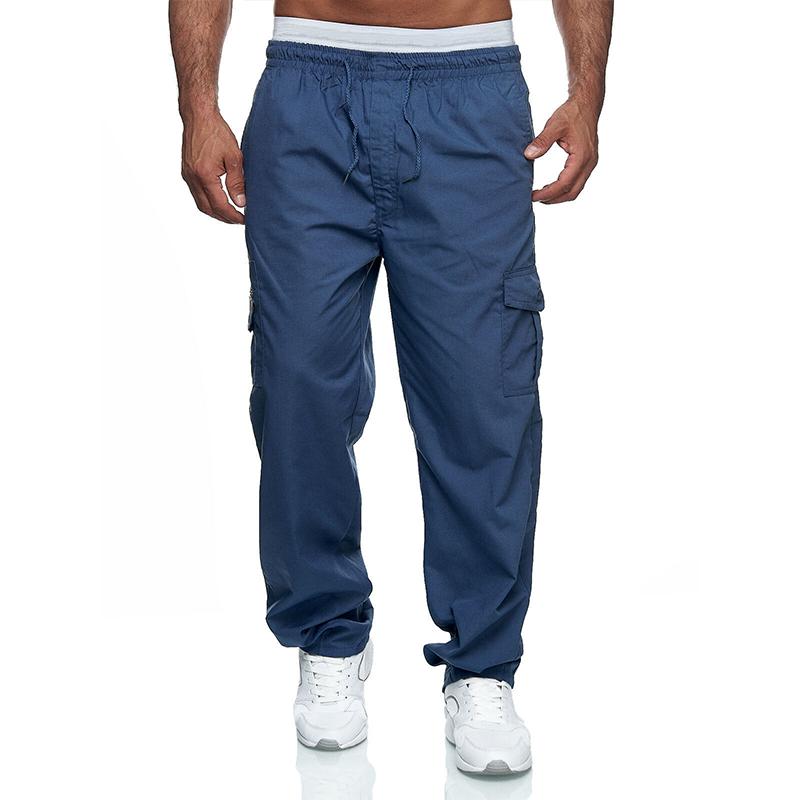 Mens Loose Multi-pocket Elastic Waist Cargo Outdoor Sports Casual Trousers 46902429Z