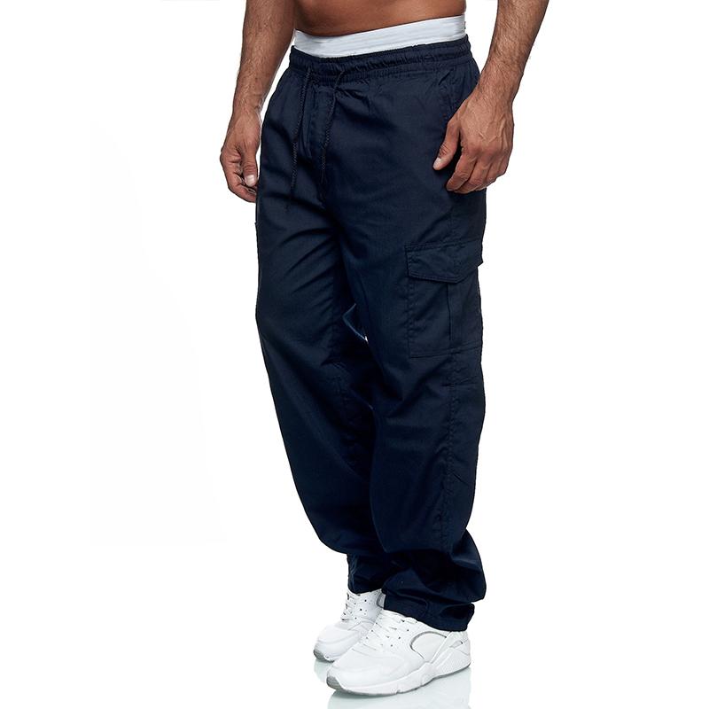 Mens Loose Multi-pocket Elastic Waist Cargo Outdoor Sports Casual Trousers 46902429Z