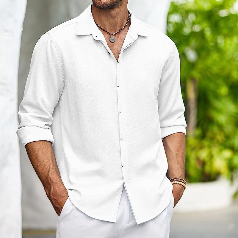 Mens Solid Loose Lapel Half Sleeve Casual Shirt 11755231Z