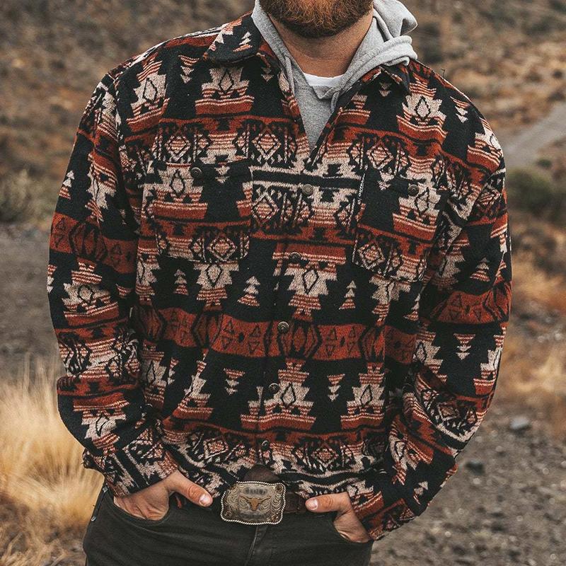Mens Western Style Print Lapel Single Breasted Jacket 33381093Z