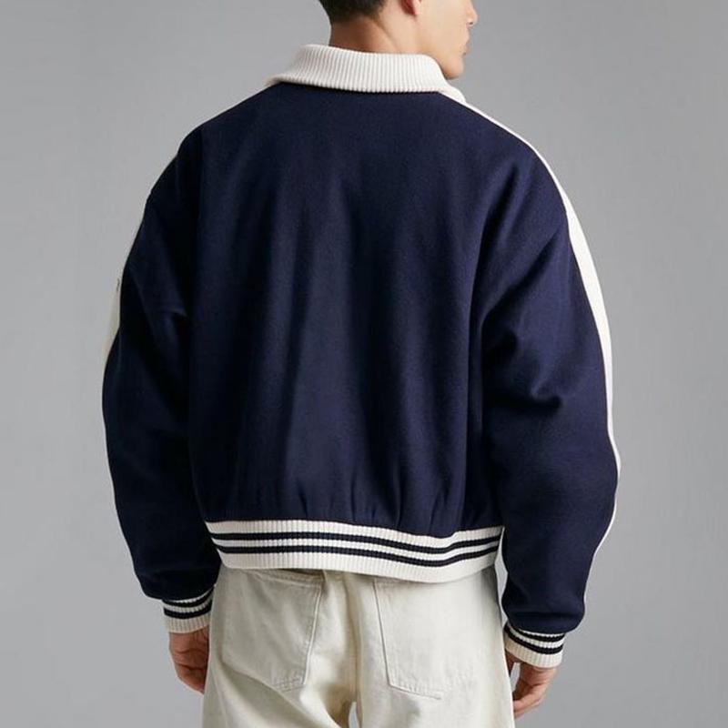 Mens Color Block Lapel Single Breasted Short Casual Jacket 20607681Z