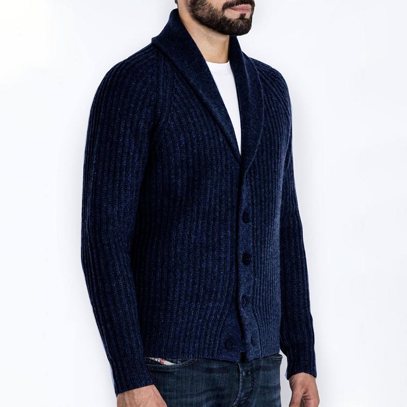 Mens Lapel Single Breasted Casual Knit Cardigan 88773493Z