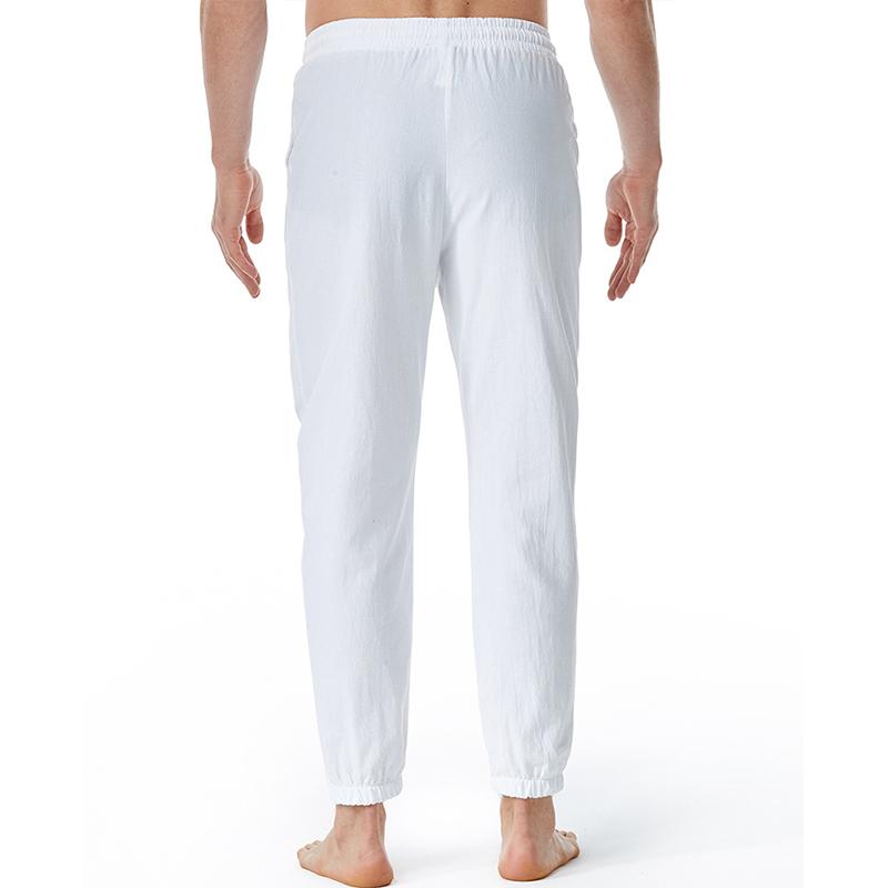 Mens Cotton Linen Drawstring Elastic Waist Casual Jogging Yoga Pants 56549139Z