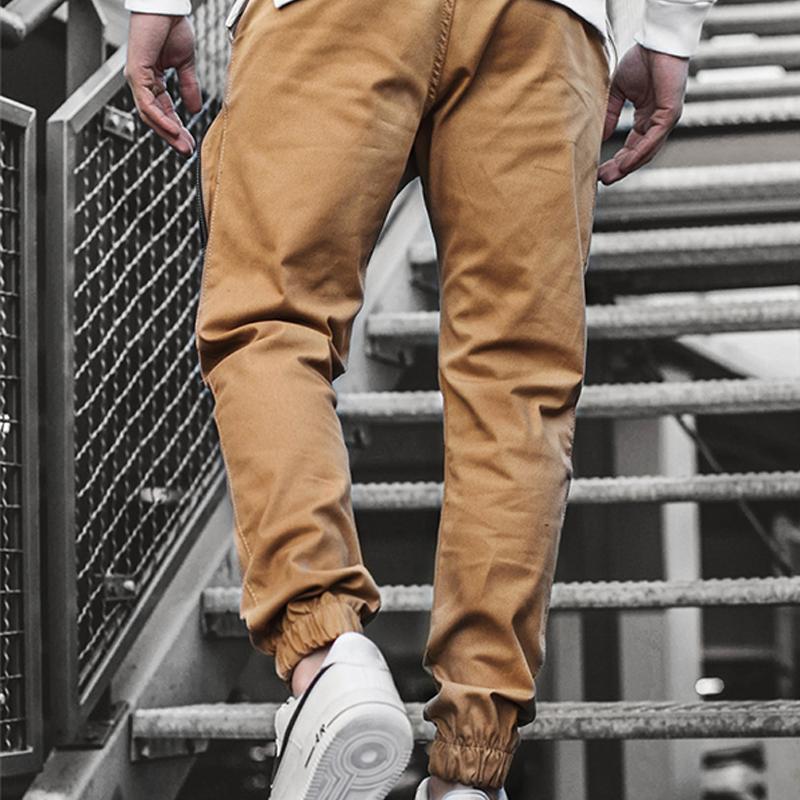Mens Solid Multi-pocket Cargo Casual Trousers 18043826Z