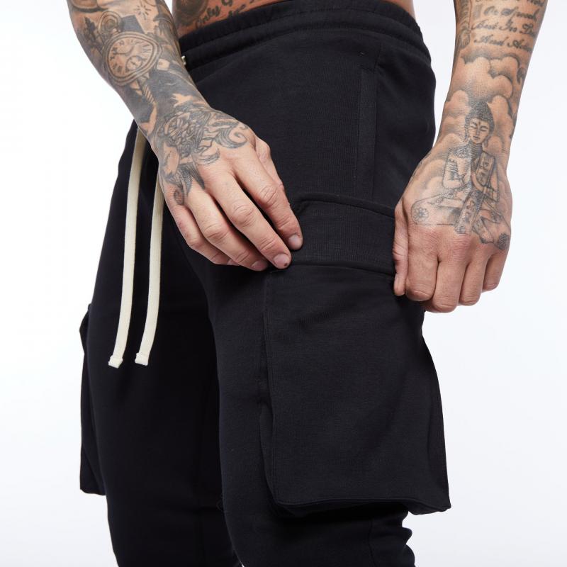 Mens Solid Color Multi-pocket Elastic Waist Sports Trousers 06988156Z