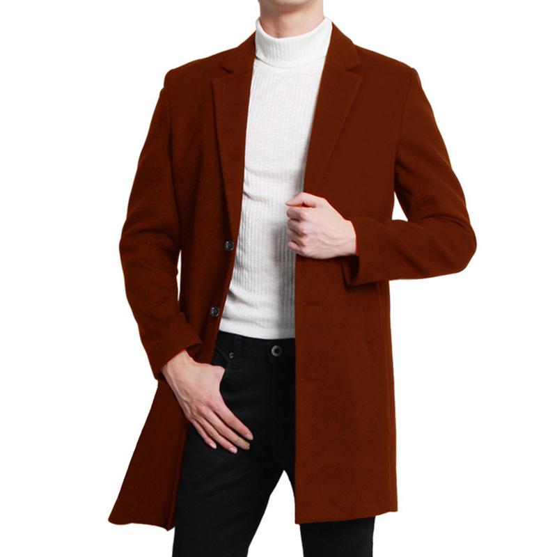Mens Solid Notch Lapel Single Breasted Casual Coat 12754894Z