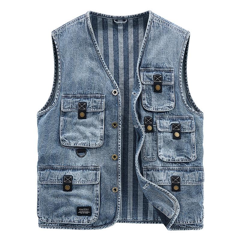 Mens Multi-pocket Cargo Denim Vest 92751714Z