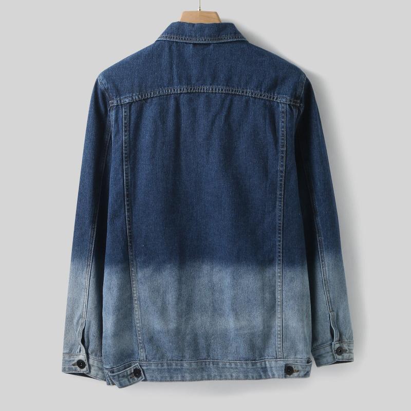 Mens Casual Gradient Loose Lapel Long Sleeve Denim Jacket 89688270M