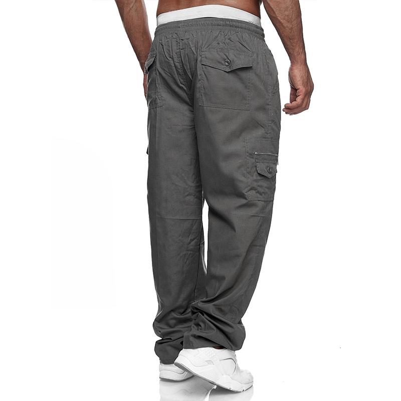 Mens Loose Multi-pocket Elastic Waist Cargo Outdoor Sports Casual Trousers 46902429Z