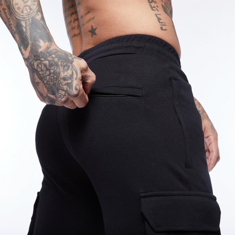 Mens Solid Color Multi-pocket Elastic Waist Sports Trousers 06988156Z