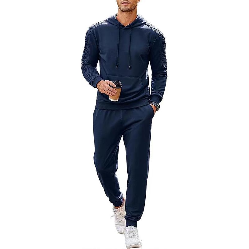 Mens Solid Long Sleeve Hoodie Trousers Sports Casual Set 11426373Z