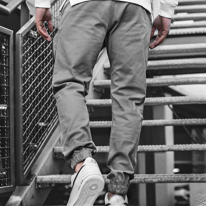 Mens Solid Multi-pocket Cargo Casual Trousers 18043826Z