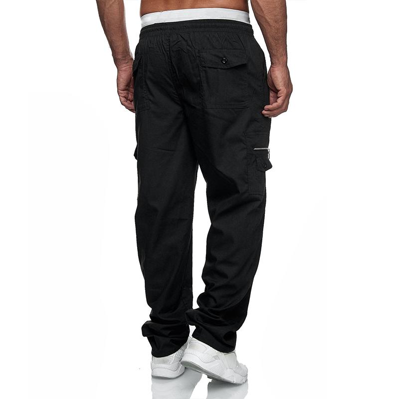 Mens Loose Multi-pocket Elastic Waist Cargo Outdoor Sports Casual Trousers 46902429Z