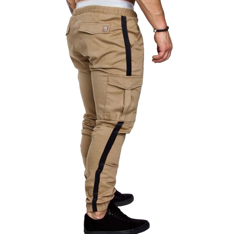 Mens Color Block Elastic Waist Multi-pocket Cargo Pants 13198985Z