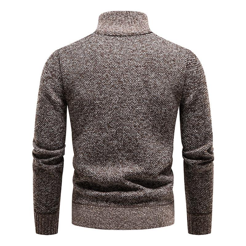 Mens Solid Color Zip High Collar Knit Casual Sweater 91245047Z