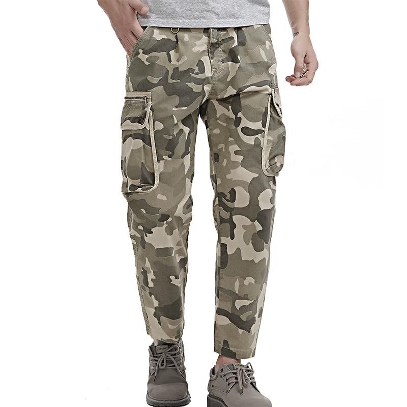 Mens Camouflage Loose Multi-pocket Cargo Pants 35365021Z