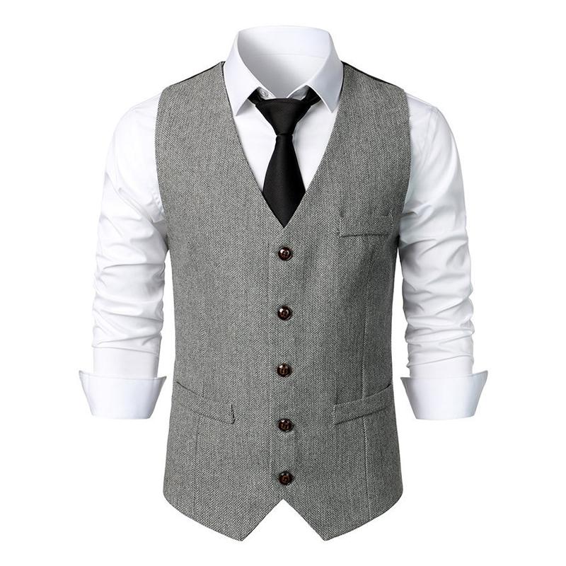 Mens Vintage V Neck Single Breasted Suit Vest 91402024Z
