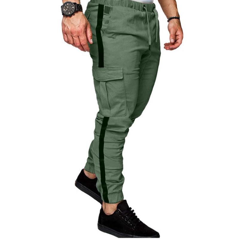 Mens Color Block Elastic Waist Multi-pocket Cargo Pants 13198985Z