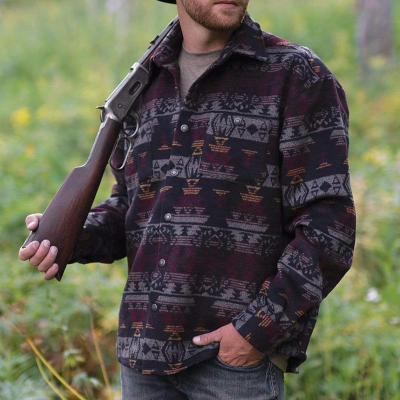 Mens Western Style Print Lapel Single Breasted Jacket 33381093Z