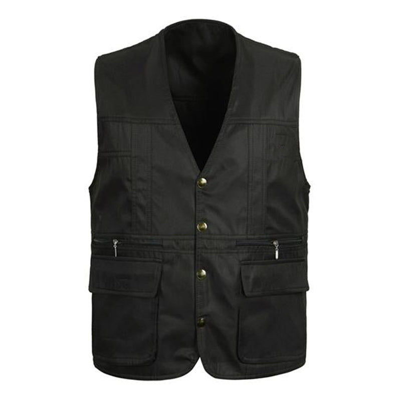 Mens V-neck Double Pocket Button Vest 00317594X