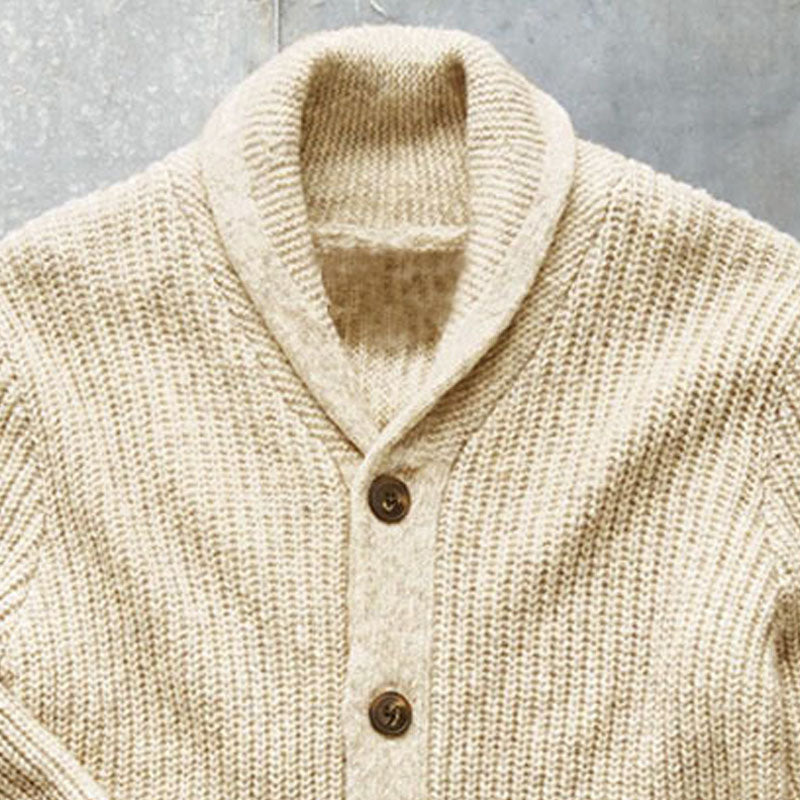 Mens Solid Color Lapel Long Sleeve Knit Cardigan 47184840M